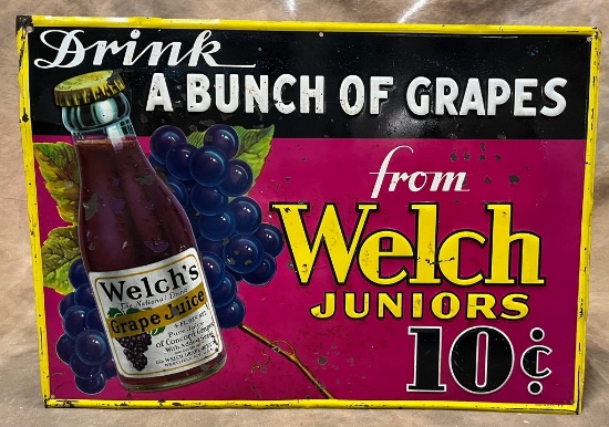 1930's Welch's Grape Juice Painted Metal Advertising Sign