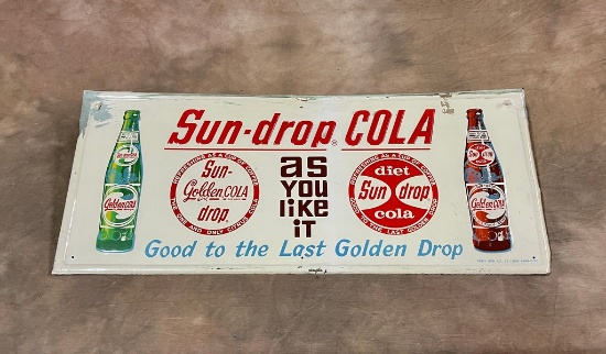 Nice Embossed Metal Sun-Drop Cola 1963 Advertising Sign