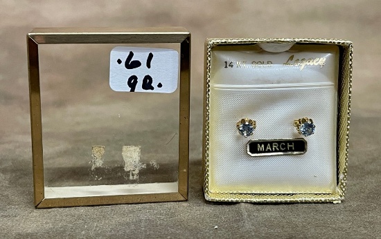 14 K Gold March Birthstone Earrings