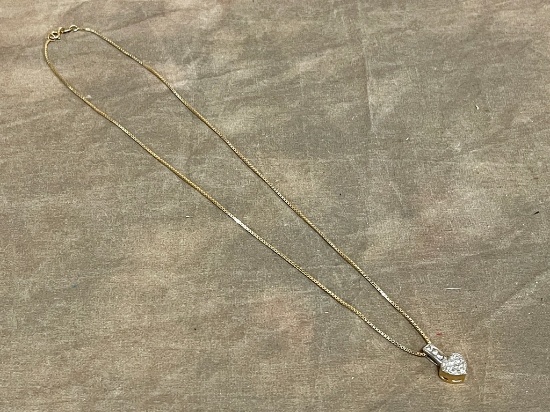 10 K Gold Heart/Diamond Necklace
