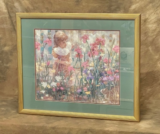 Framed Print of "Hide and Seek" Pastels in Gold Frame