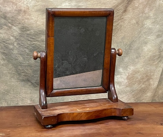 Man's Mahogany Empire Style Dresser Top Shaving Mirror