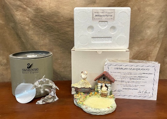 Hummelscapes Millennium Harvest And Swarovski Crystal Dolphin Figurine
