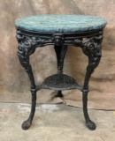 Ornate Black Painted Cast Iron English Pub Figural Round Table