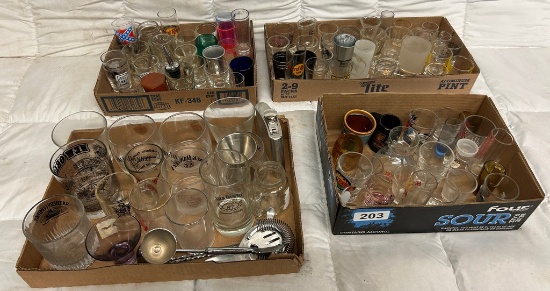 3 Trays Shot Glasses & 1 Medium Glass Lot