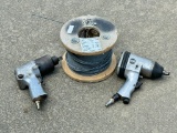Two Air Wrenches and Partial Roll of Galvanized 1/8 inch Cable