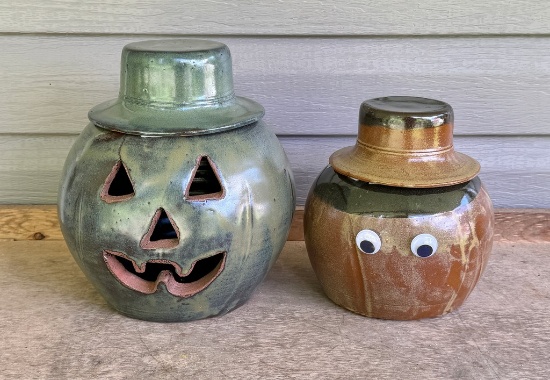Glazed Red Ware Double Story Jack-O-Lantern