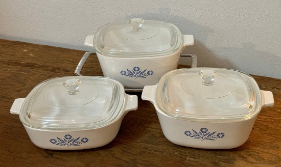 Lot of Blue Corn Flower Corning Ware