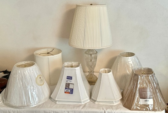Lot of Lampshades and a Crystal Lamp