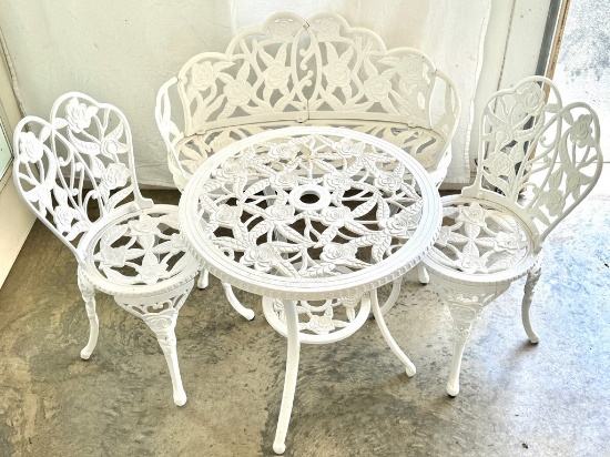 Four-Piece White Wrought Iron Set