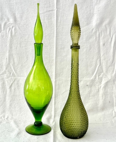 Pair of Green Art Glass
