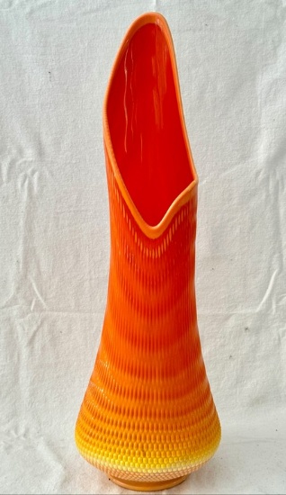 Large Orange Art Glass Vase