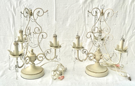 Pair of Metal Candelabra Electric Lamps