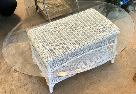 Wicker Based Table with Oval Glass top