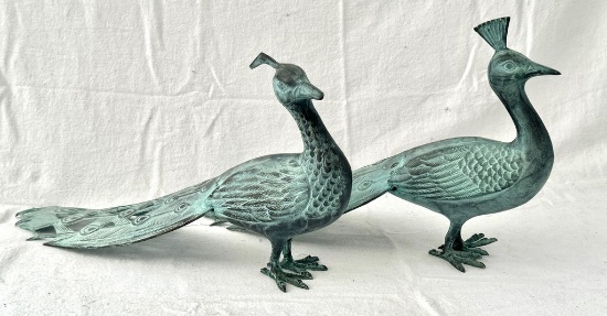 Pair of Metal Peacocks