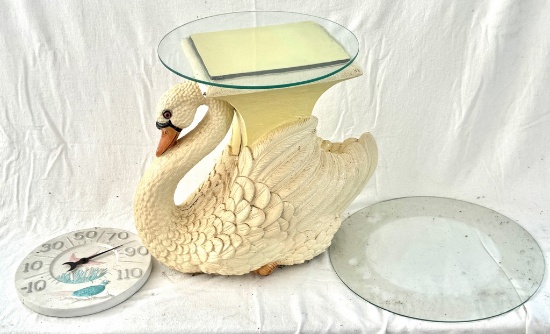 Resin Swan with a Glass top