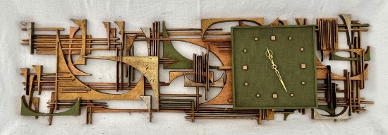 Burwood Mid-Century Wall Clock with Geometric Complements