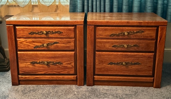 Pair of Two Drawer End Tables
