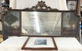 Tryptic of with Center Mirror and Two Painted Side Panels AND Framed Print of Canal by Martin Robert