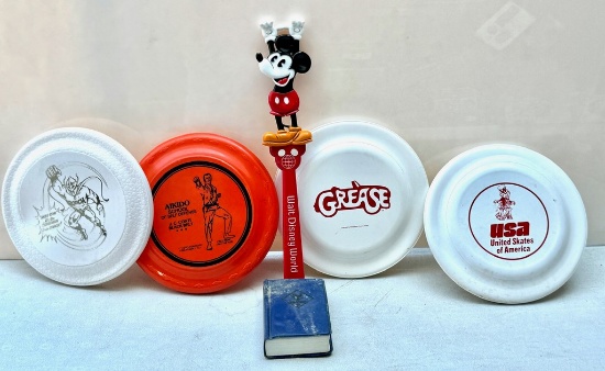 Mickey Back Scratcher and Four Frisbees