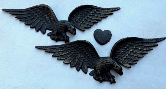 Pair of Metal Wall Eagles