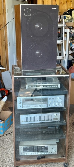 Vintage Realistic AM/FM Stereo System with Turntable in Cabinet