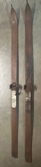 Pair Of Antique Wood Skis