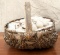 Antique Splint Woven Buttocks Basket With Raw Cotton