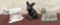 Lot Of 2 Old Concrete Sheep Doorstops & Black Painted Scottie Dog Cast Iron Doorstop