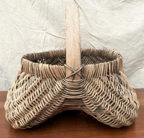 Antique Reed Woven Buttock Basket