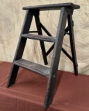 Antique Painted Folding 2 Step Ladder