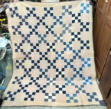 Antique 9 Block Pieced Hand Stitched NC Quilt