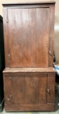 Barn Red Painted Antique Pine Primitive Step Back Cupboard