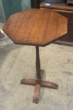 Vintage Walnut Octagon Top Candle Stand