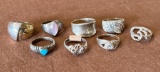 Lot Of 8 Sterling Silver Rings
