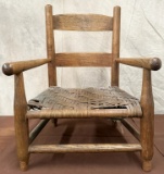 Antique Woven Seat Child's Arm Chair