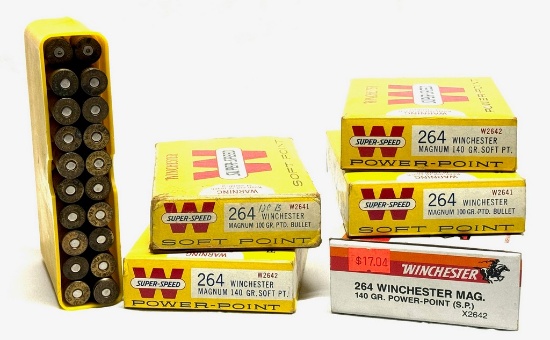 Lot of 264 Magnum Winchester Ammo(80 rounds)+Brass