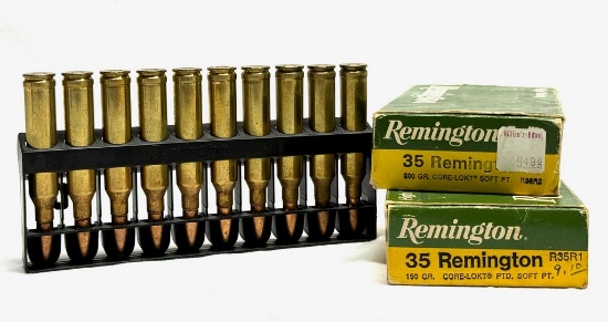 Lot of 7mm rem mag & 35 Remington ammo(26 rounds)+ Brass