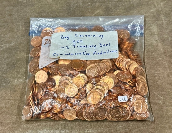 Collection Of 500 U. S. Treasury Seal Commemorative Medallions