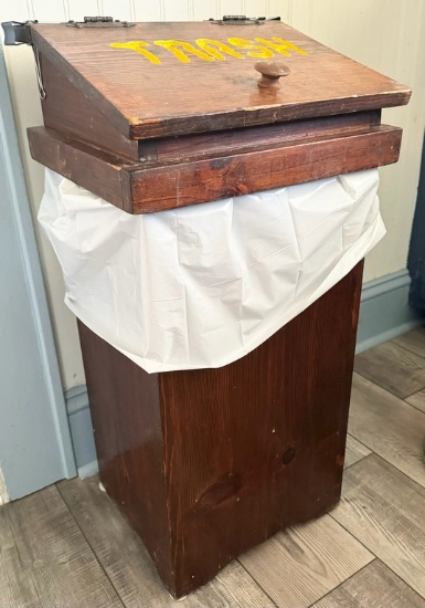 Wood Trash Bin