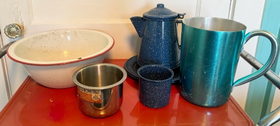 Kitchen Enamelware Lot