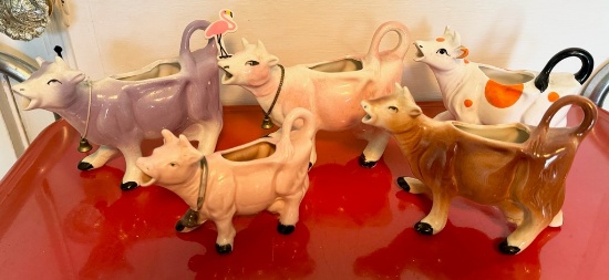 Lot of Five Ceramic Cow Creamers