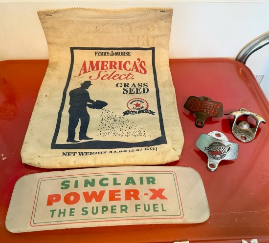 Collectible Bottle Openers and Sinclair Gas Pump Glass Plate
