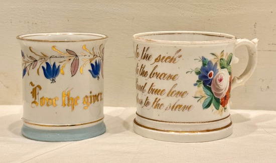 (2) Victorian Porcelain Mustache Cups