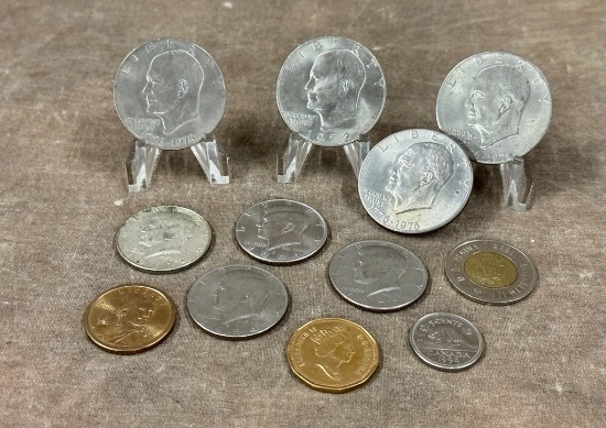 Lot Of Mixed Coins 1996 Canada $2, 1967 US Half Dollar Clad & Others