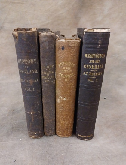 Tray Lot 4 Cloth Bound Histories From The Mid 1800's