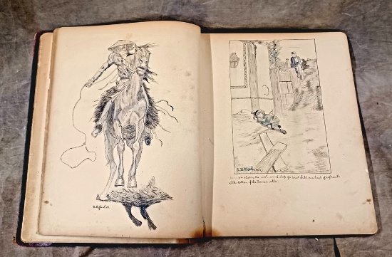 1902 Drawing Album By Samuel B. Herd Waterville NY Resident