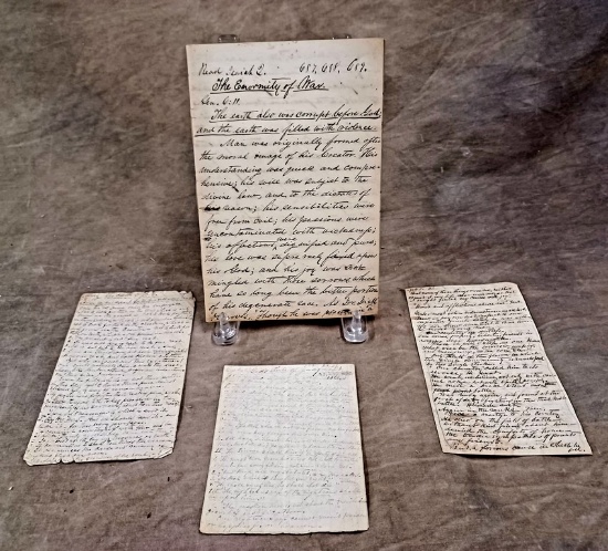 Lot Of 4 Manuscript Sermons Given During The Years Of 1861-1867 By Lutheran Pastor J. D. Shirey