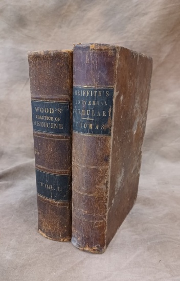 Lot Of 2 Mid 1800's Leather Bound Medical Books