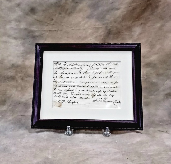 State Of North Carolina, Catawba County, October 1st 1862 Slave Sales Document